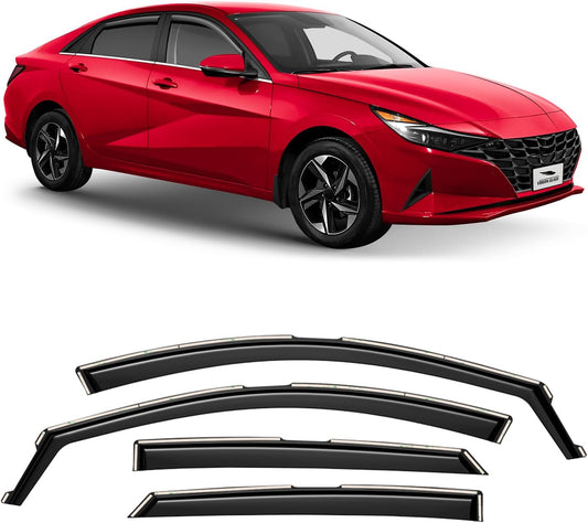 Voron Glass in-Channel Extra Durable Rain Guards for Hyundai Elantra 2021-2025, Window Deflectors, Vent Window Visors, 4 Pieces - 220225