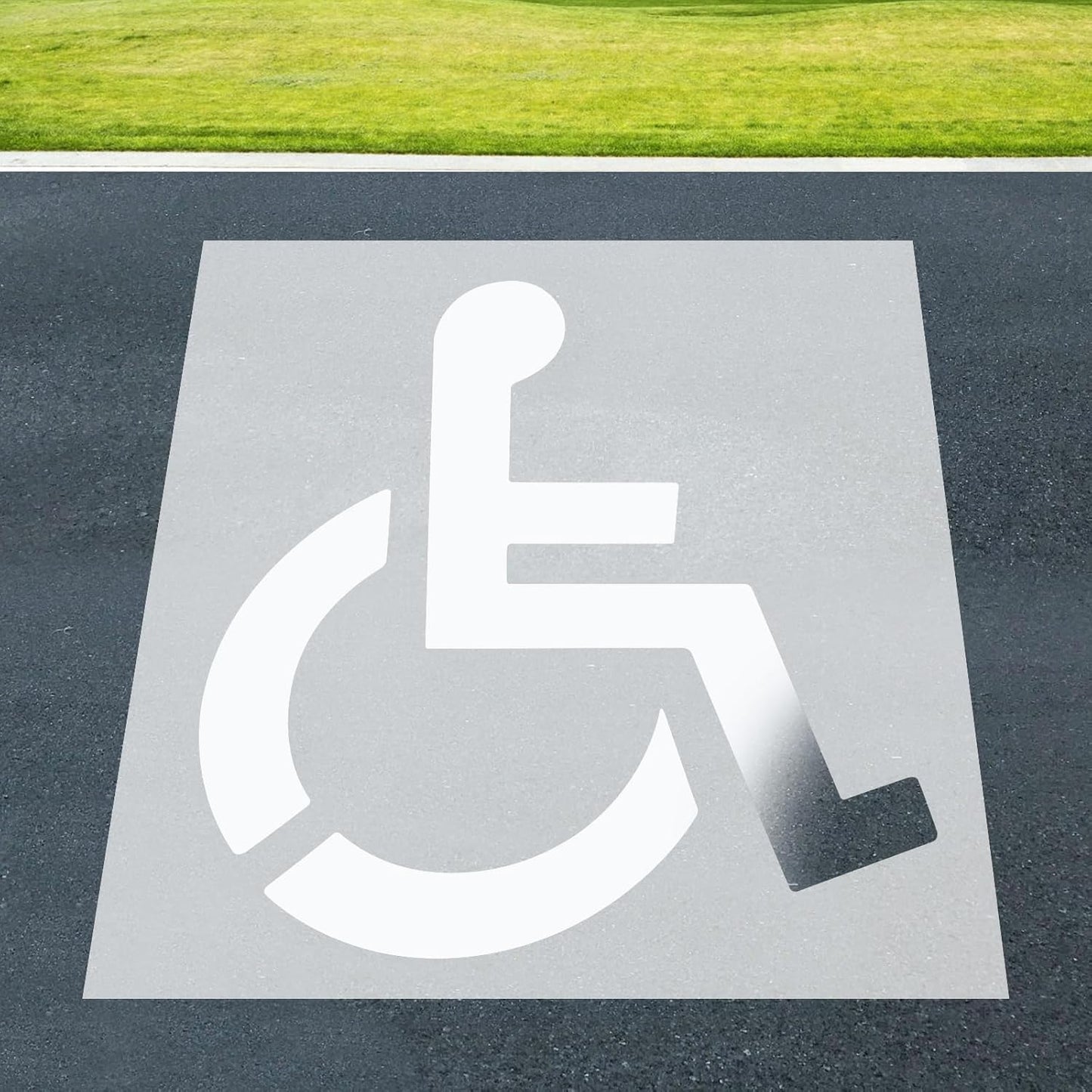 Large Handicap Parking Stencil, 36 Inch Reusable Silicone Disabled Symbol Stencil, Foldable Handicapped Template for Parking Lot Garage Pavement Marking, Easy to Use for Clear Markings