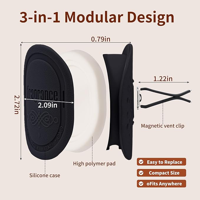 Light Scent Version, Car Air Freshener, Car Diffuser, Made from Natural Essential Oils, Slow Emission & Long Lasting, Refresh & Air Purifying, Non-toxic, Replaceable, SDS/SGS Certified
