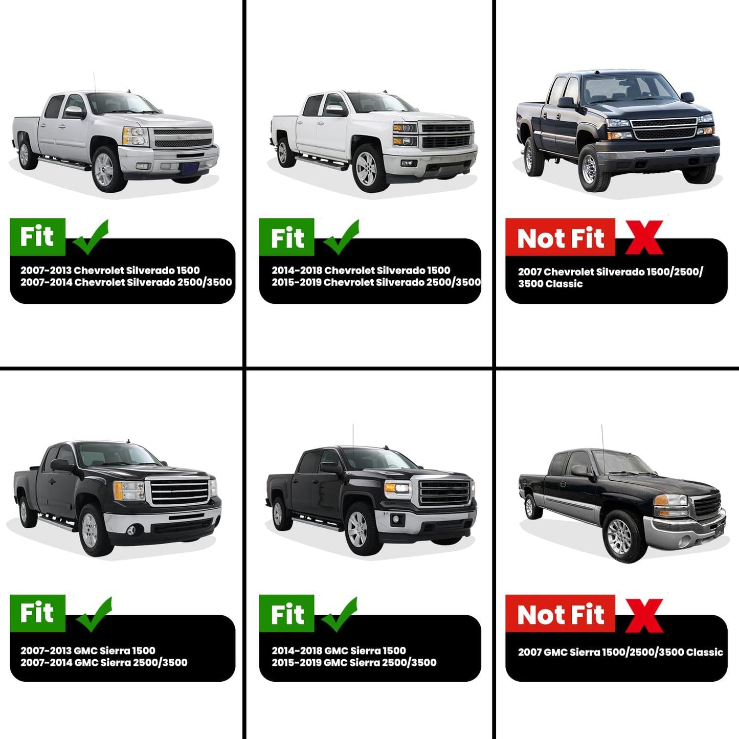 LASFIT Bed Mat 2007-2018 for Chevy Silverado/GMC Sierra 1500 (Only Fit 6.5FT Bed, Not Fit 5.8 FT/8.1FT Bed) & 2007-2019 Silverado/Sierra 2500HD & 2011-2019 3500HD, 2007 New Body Only