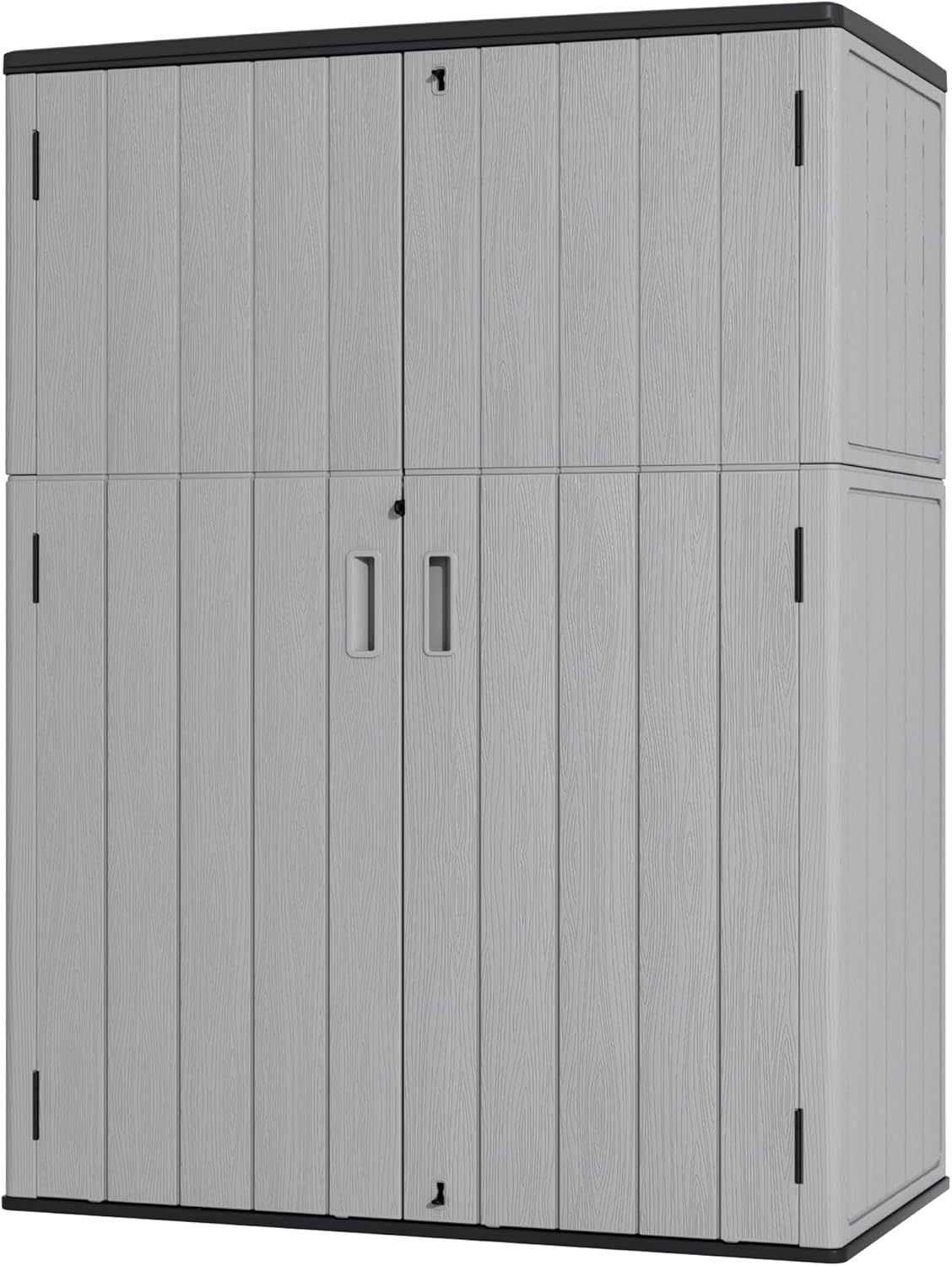 Plastic Outdoor Storage Cabinets,Vertical Sheds&Outdoor Storage with Floor,Outdoor Storage Box Waterproof/Lockable for Garage,Bike,Tools Storage Shed (57Cu.ft-Pale Grey)
