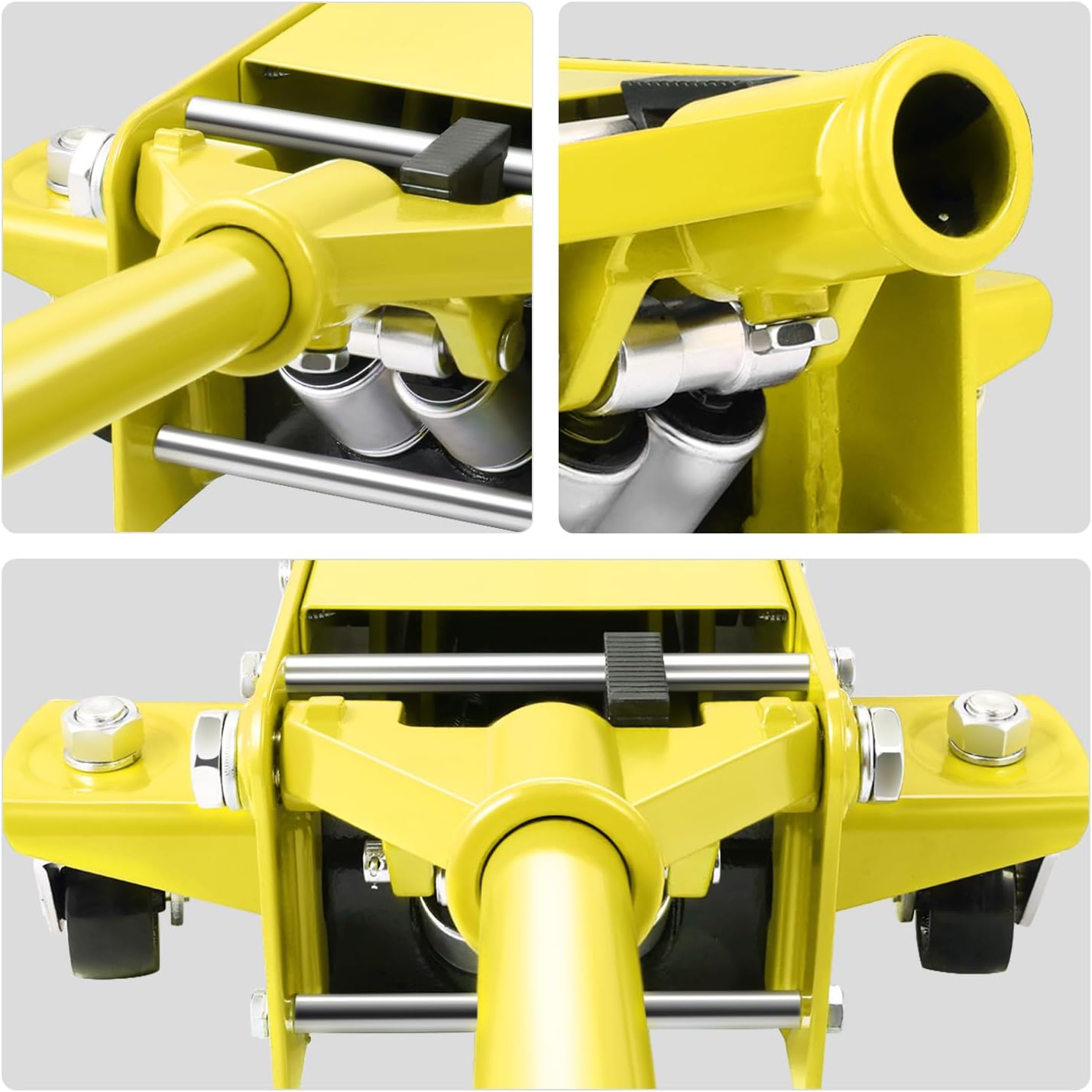 DNA MOTORING Low Profile Hydraulic Trolley Service/Floor Jack, 3 Ton (6000 lbs) Capacity Heavy Duty Hydraulic Car Jack, Lifting Range 3"-20", Yellow, TOOLS-00475-YL