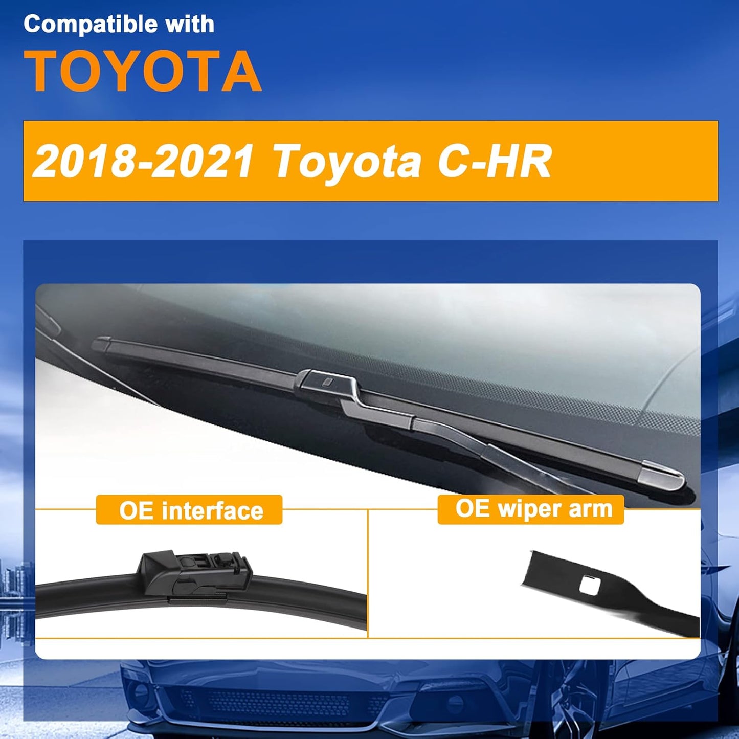 Windshield Wiper Blades Replacement for Toyota CHR C-HR 2018 2019 2020 2021 Original Factory Quality Front Rear Wipers Blade Set for Car - 26" 16" 14" (Piece of 3)