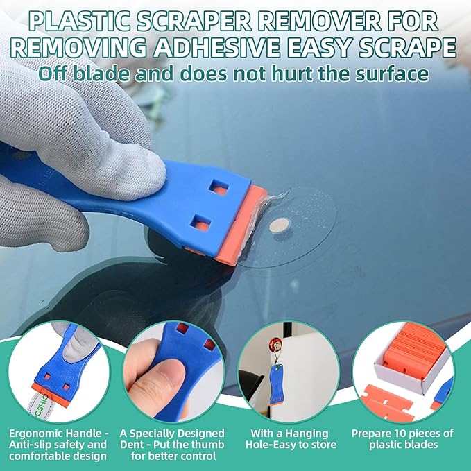Adhesive Remover Spray, 4.06 Oz Glue Remover with Plastic Scraper and Towel, Surface Safe Sticky Stuff Remover for Car, Windows, Floor, Sticker Remover (1, GREEN)