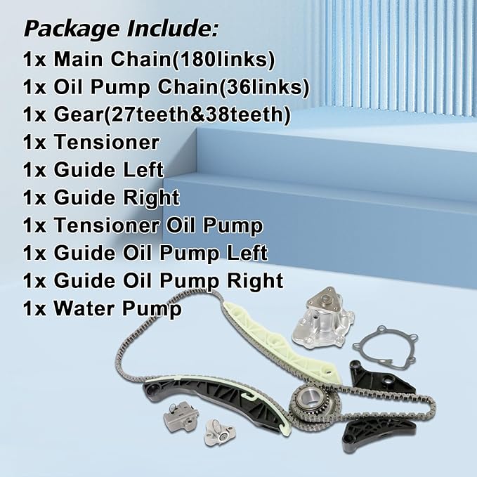 Timing Chain Kit Water Pump 1207180 AW6038 Fits for 2011-2010 Sebring 2009-13 Journey DOHC 2.4L Engine Water Pump Timing Chain Kit