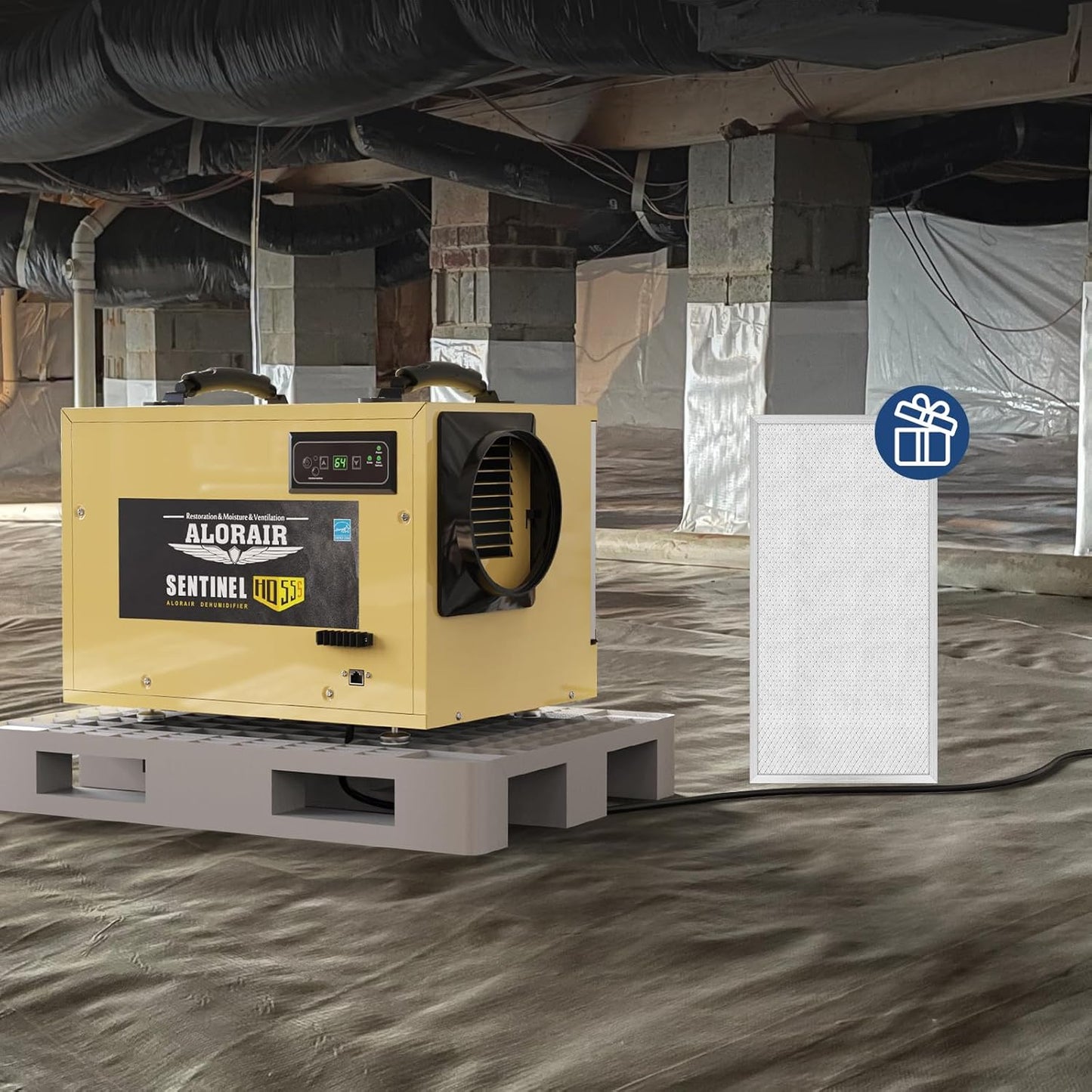 ALORAIR 120 PPD Commercial Dehumidifier, with Drain Hose for Crawl Spaces, Basements, Industry Water Damage Unit, cETL Listed, Compact, Auto Defrost Crawlspaces Dehumidifiers, Gold