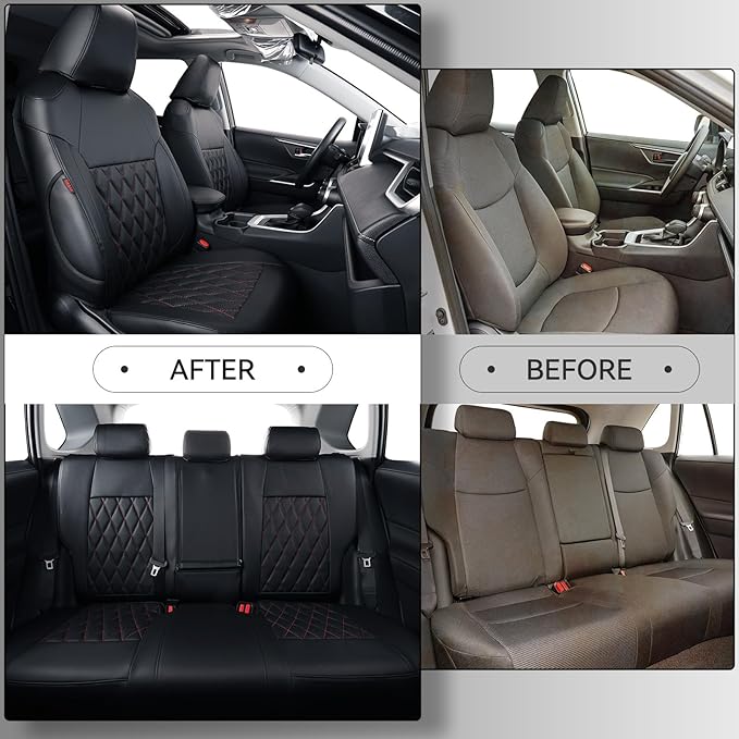 coverdream Corolla Cross Leather Seat Covers Custom Fit for 2022-2026 Toyota Corolla Cross L,LE,XLE,S,SE (Non-Hybrid),Fully Covered,Luxury Waterproof Car Seat Protector(Full Set,Red/Black)