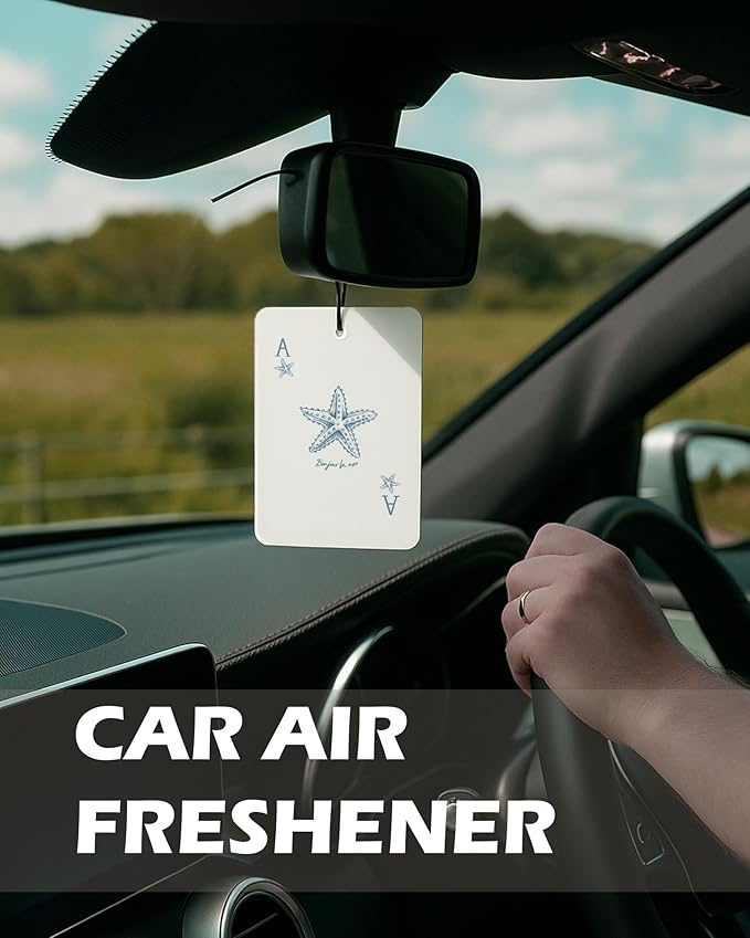 Preppy Beach Cologne Car Air Freshener 4 Pcs, Blue Coquette Bow Coastal Seashell Hanging Air Freshener for Cars Bathroom Dorm Books Decor, Cute Blue Accessories Gifts for Women Girls