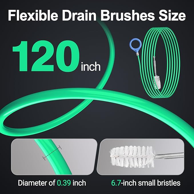 SHINWOO Auto Sunroof Drain Cleaning Tool, 120 Inches Flexible Long Pipe Cleaner Brush, Tube Cleaning Brush for Slim Drain Dredge Tool for Car Sunroof, Windshield Wiper, Fridge, Sewer Drain Holes