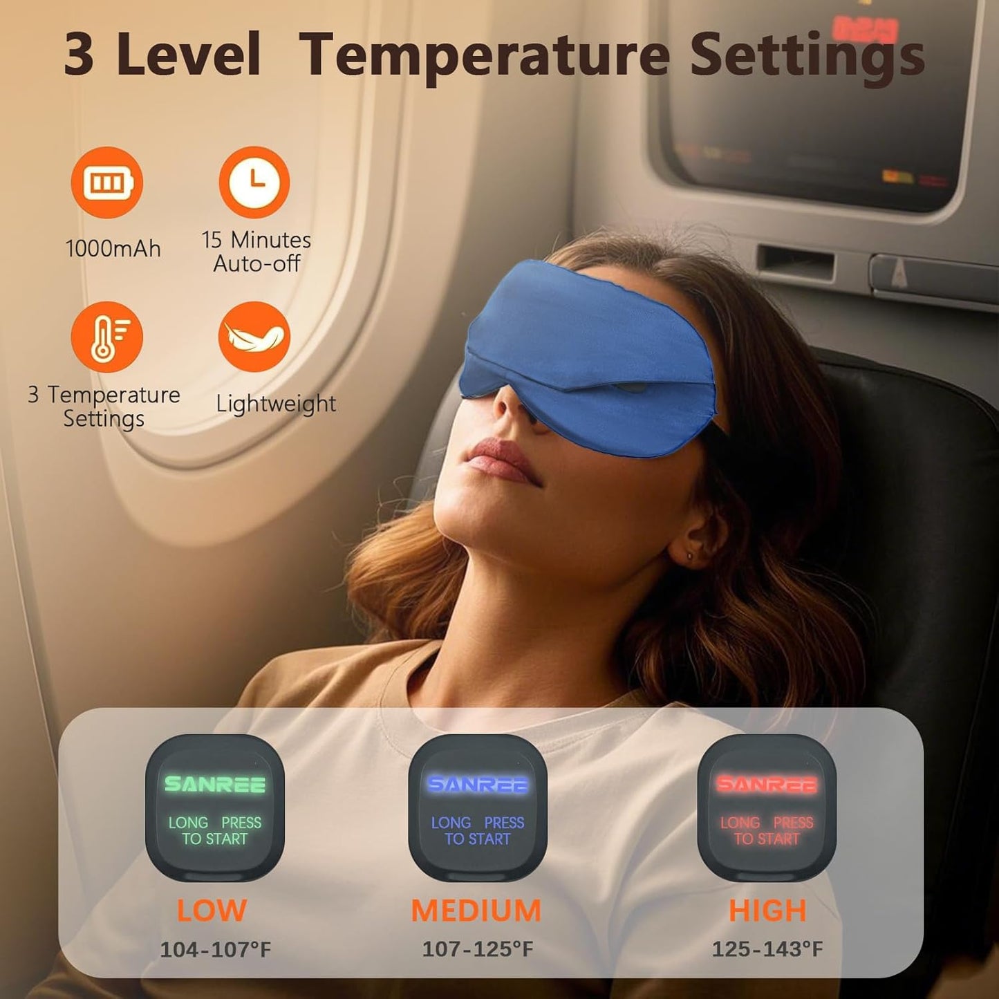 Heated Eye Mask, Warm Eye Compress for Dry Eyes Blepharitis Stye Moist Hot Relief ， Electric Blackout Cordless Heating Pad for Traveler Computer Tied Eyes，Washable Rechargeable Sleeping Mask Gift