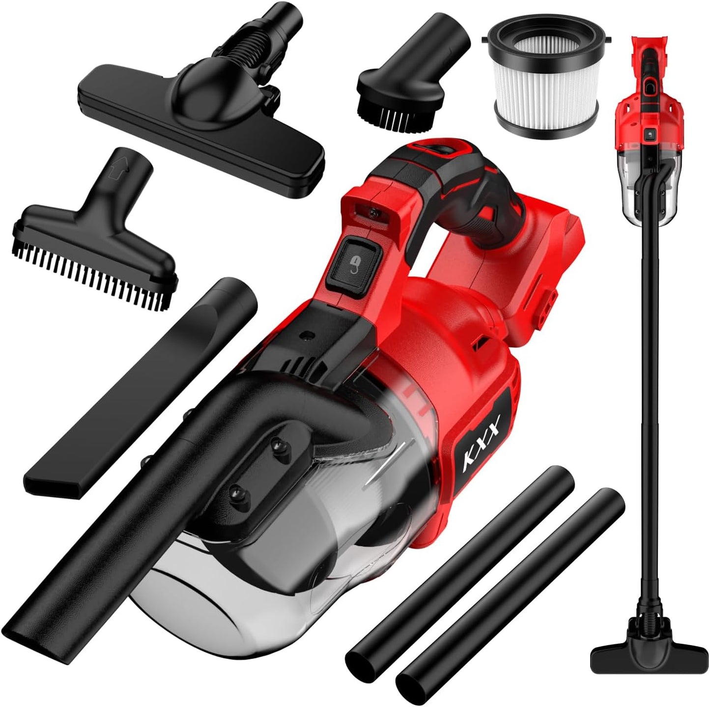 KXX Cordless Vacuum for Milwaukee M18 Battery, 5 in 1 Handheld Electric Vacuum Cleaner with 500W Powerful Motor, 46 CFM Portable Hand Vacuum with Filtration HEPA for Floor, Carpet, Car (Tool Only)