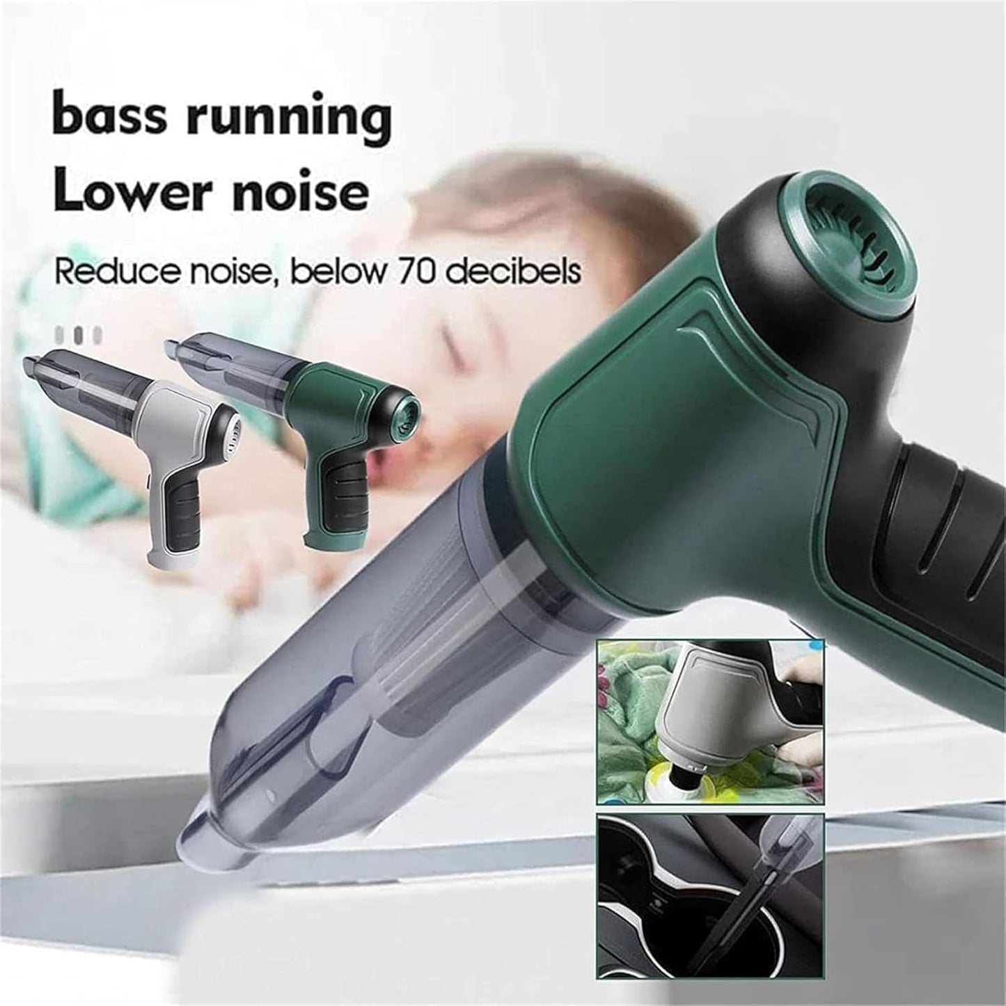 Vortix Smart Car Vacuum/Air Blower,Vortix Electric Air Duster & Vacuum,12000pa High Power Brushless Motor Wireless Handheld Car Vacuum Cleaner with Washable Filter & Storage Bag (Silver)