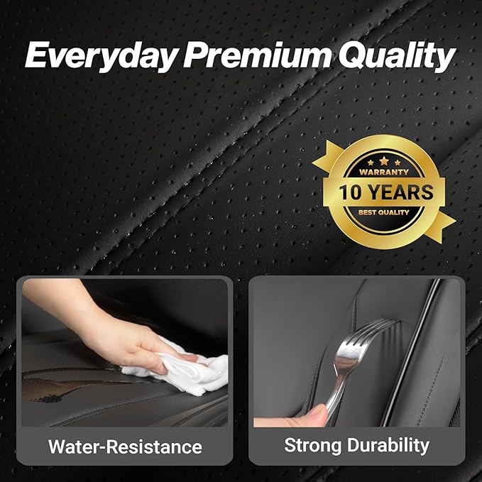 Coverland Custom Fit Car Seat Covers for Truck Compatible with [1988-1998 GMC Sierra 1500 Regular Cab] Premium Waterproof Non-Slip Interior Seat Protector [Front Black - Size Chart A108]