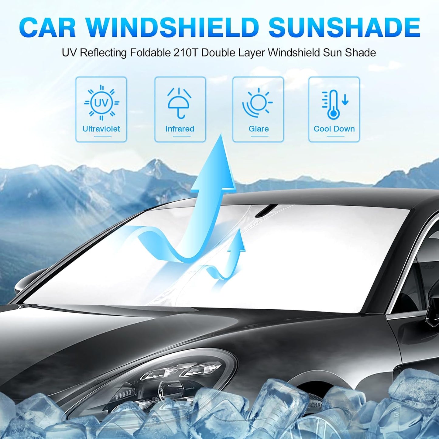 KUST Windshield Sun Shade for 2017-2024 Porsche Panamera Sedan Accessories Custom Fit Sunshade Sun Visor Protector Foldable Blocks UV Rays Keep Your Car Cooler