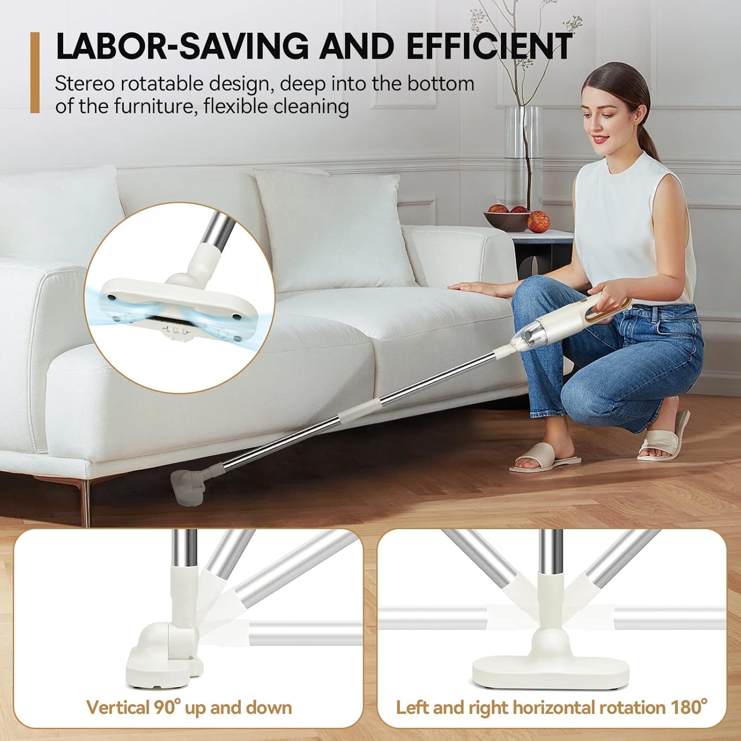 2-in-1 Mini Cordless Vacuum Cleaner, Handheld Vacuum Cleaner, USB Rechargeable Car Vacuum Portable, Quickly Dust Removal, for Hardwood Floor, Carpets, Pet Hair, Car, Office & Home Cleaning