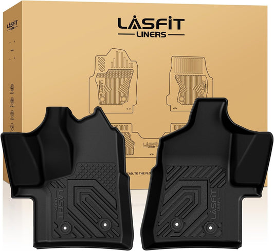 LASFIT Front Floor Mats for 2022-2025 Ford Transit 150/250/350/350HD with Vinyl Floor(Not Fit for Transit Connect) All Weather Protector TPE Car Floor Liners for Transit Vans, 1st Row Only, Black
