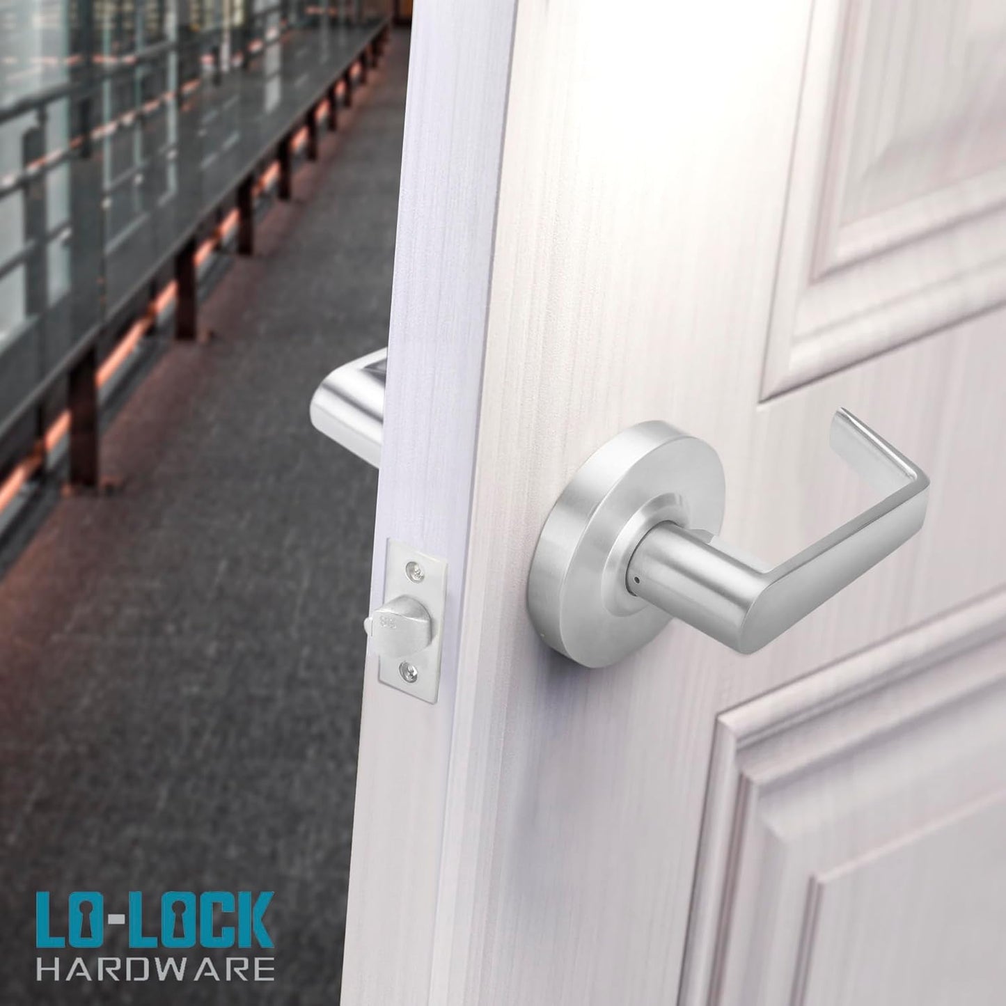 Commercial Lever Door Lock - Heavy-Duty Locking Door Handle, ADA Door Handles, Cylindrical Lever Lock, Non-Handed Grade 2 Industrial Door Handle, 26D Satin Chrome, Storeroom Function