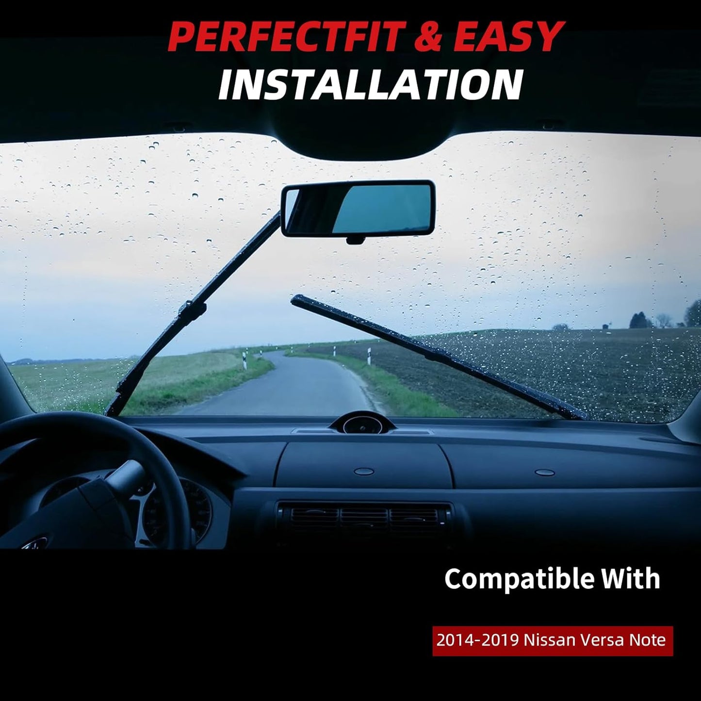 OTUAYAUTO Premium Windshield Wiper Blades - Replacement for Nissan Versa Note 2014-2019 - Precision Fit, All-Weather Performance, Front and Rear Wiper Blades, J/U Hook - 28"+12"+12" (Pack of 3)