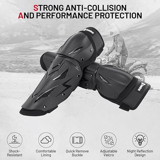 Motorcycle Knee Pads for Men Knee and Shin Guards, Motorcycle Leg Protection Armor Motocross Knee Guards Dirt Bike Pads Adjustable Crashproof Adults Protective Gear