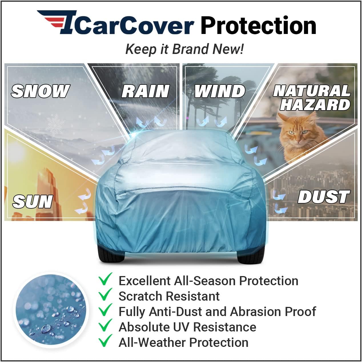 iCarCover Premium Car Cover for 1950-1953 Buick Super 4-Door Heavy Duty Waterproof All-Weather Automobiles Custom Fit Indoor Outdoor UV Snow Protection Covers with Straps and Bag