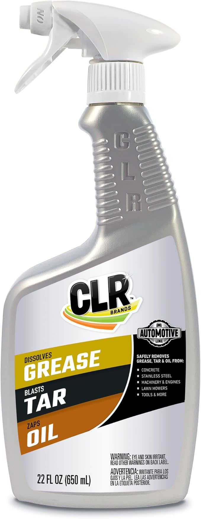 CLR Brands Automotive Grease, Tar & Oil Remover, 22 oz. Spray Bottle, Non-Abrasive, Dissolves Grease, Blasts Tar, Zaps Oil from Garage Floors and Machinery