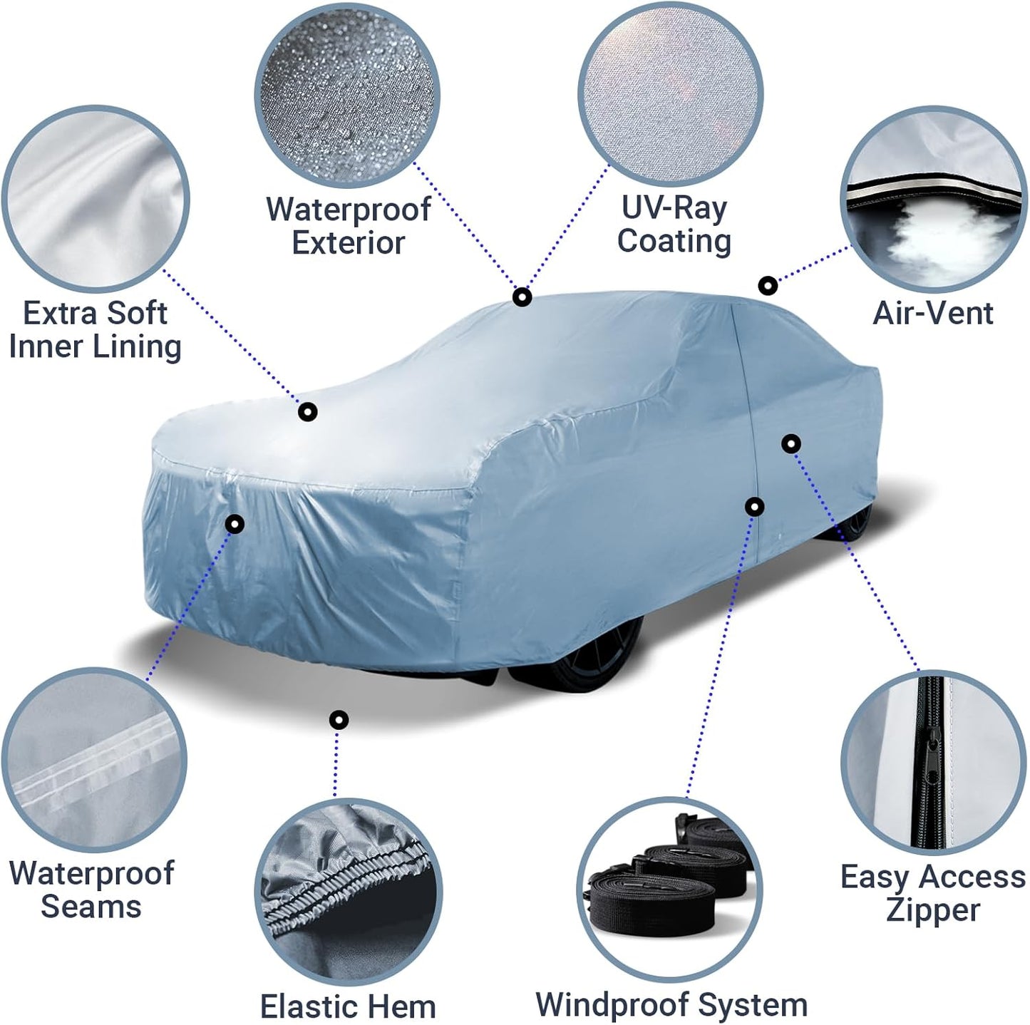 iCarCover Custom Car Cover for 1968-1972 Chevy El Camino, Waterproof All Weather Rain Snow UV Sun Protector Full Exterior Weatherproof Indoor Outdoor Car Cover with Strap