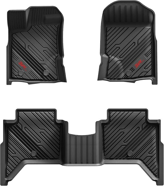 3W Floor Mats Fit for Ford Ranger 2020 2021 2022 2023, TPE All Weather Floor Liner for Ford Ranger Super Crew Cab,1st & 2nd Row Full Set Custom Fit Car Mats Accessories