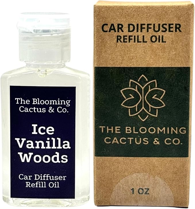 The Blooming Cactus & Co. - Car Diffuser Refill - Fragrance Oil Diffuser Refill - Reed Diffuser Refill 30 gr (Iced Vanilla Woods)