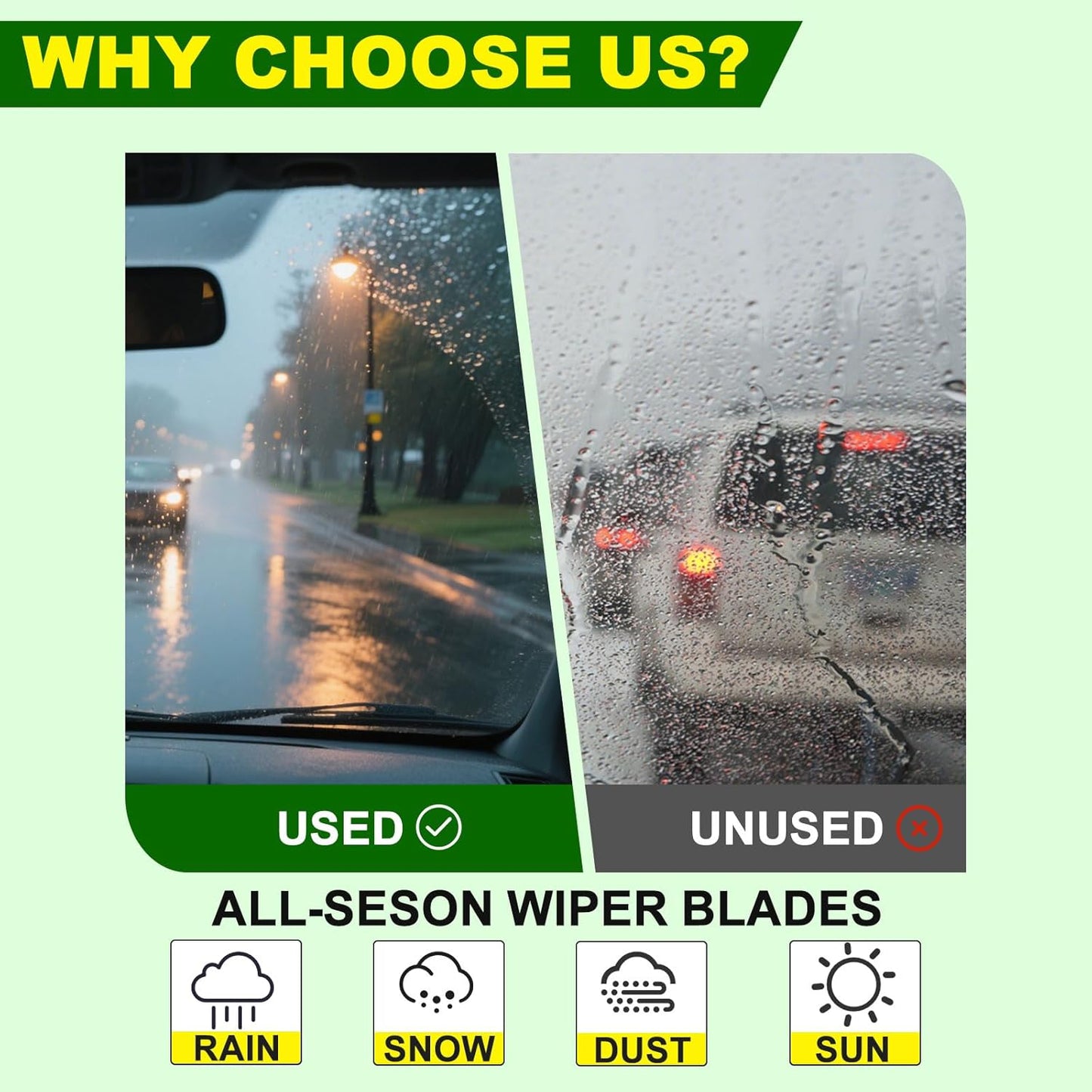 OEM Quality 21in + 19in Premium All-Season Windshield Wiper Blades for Original Equipment Replacement(Set of 2)