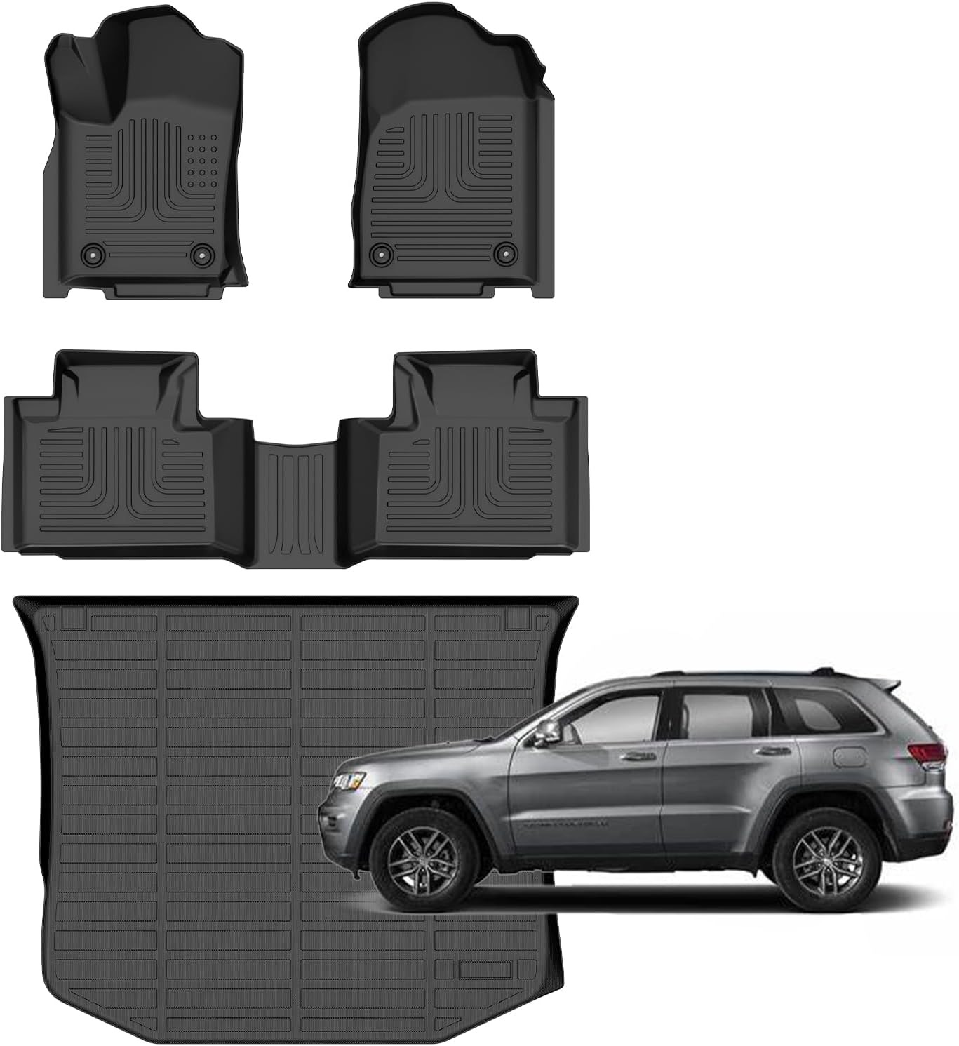 for Jeep Grand Cherokee 2016-2021/Grand Cherokee WK 2022-2023 (Non L) Floor Mats,Car Mats for Jeep Grand Cherokee/Grand Cherokee WK(Non L) All Weather Anti-Slip Mats Cargo Liner Accessories