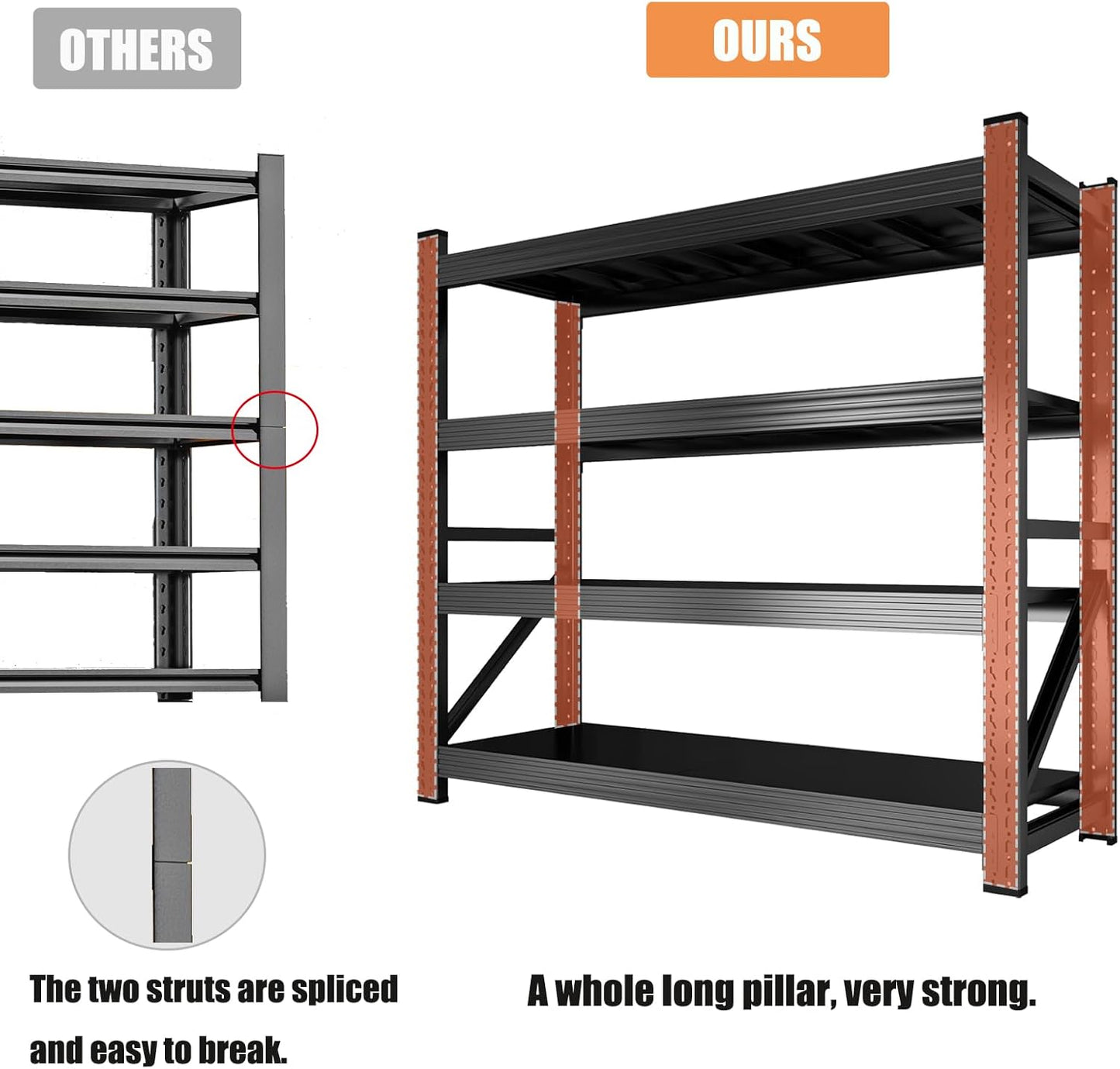 59" W Garage Shelving, Heavy Duty 4 Tier Metal Storage Shelves, Adjustable Industrial Shelving Unit for Garage, Warehouse, Workshop