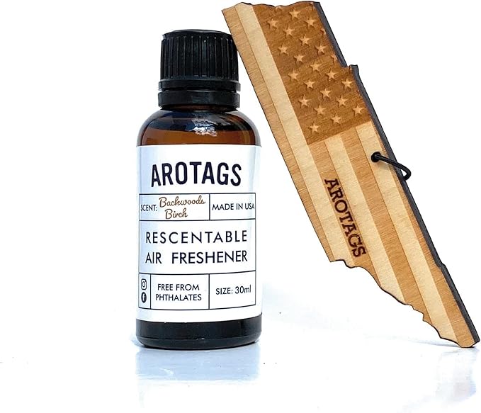 Arotags Car Air Freshener - Reusable Wood Diffuser - Hanging Odor Eliminator - Tennessee Patriot - Balsam & Cedar Scent