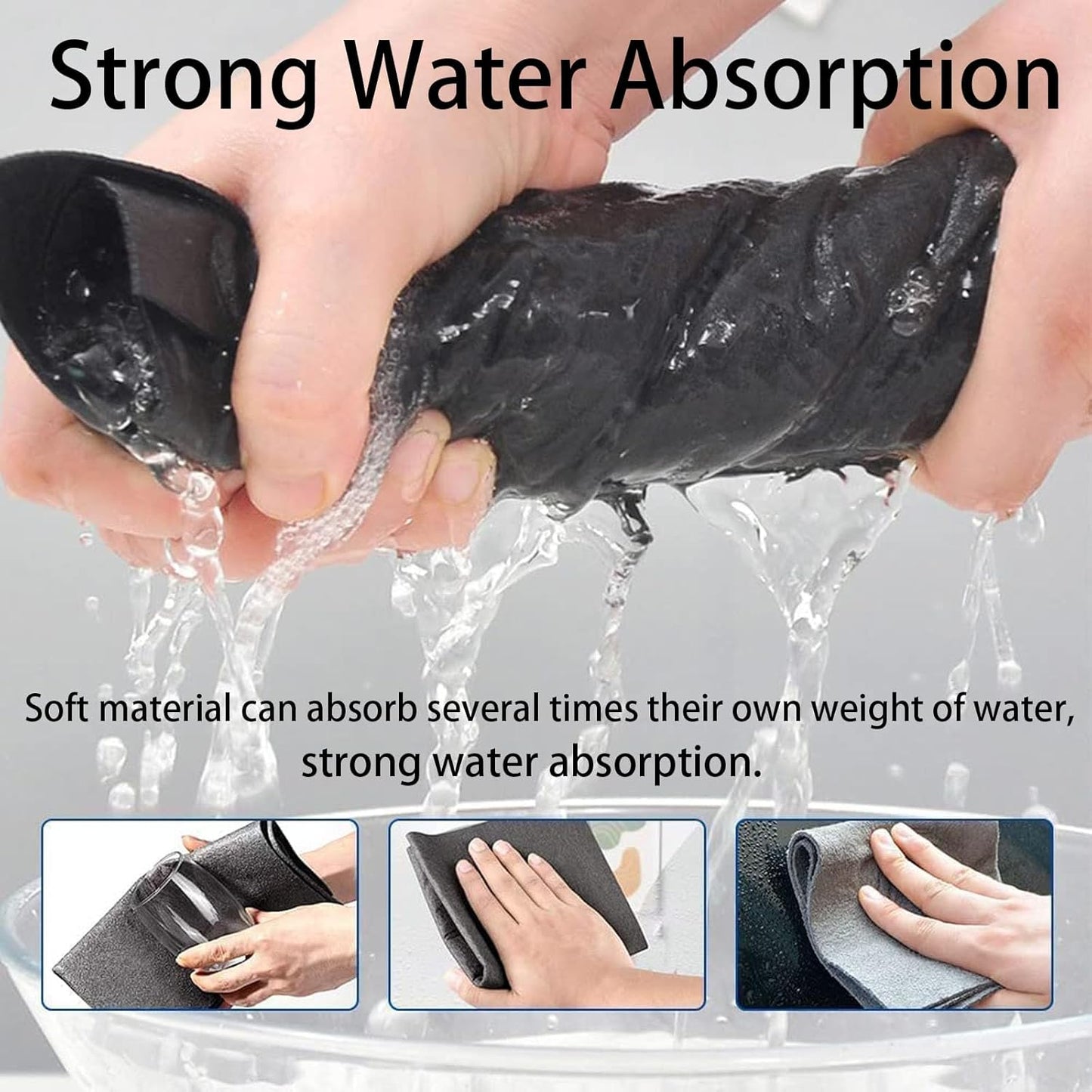 FETNHU Non-Woven - Super Absorbent 11.8" x 11.8" Lint-Free Cleaner, Reusable Thickened Magic Cleaning Cloth, Multipurpose Magic Cloths for Cleaning Glass, Cars, Kitchen, Window, Mirrors (10PCS-Gray)