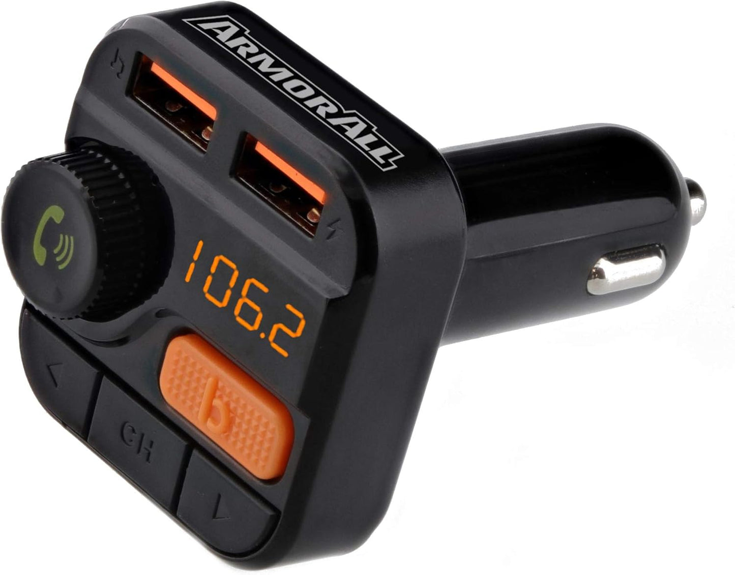 Xtreme Digital Lifestyle Accessories Armor All Wireless Bluetooth FM Transmitter with Dual Port USB Charging, Voice Controls, Bass Boost, Hands-Free Calling and Music Streaming,Block,AHF9-1010-BLK