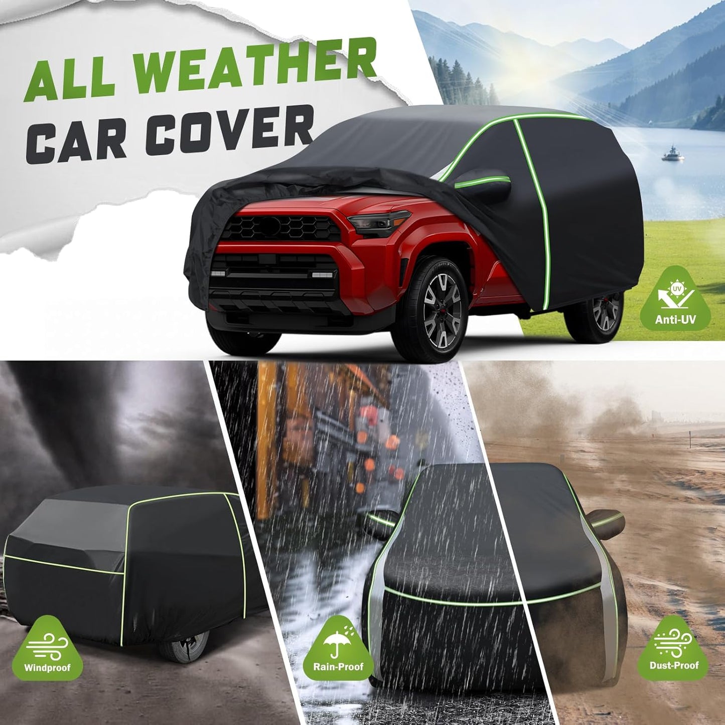 Mixsuper Liner Car Cover for Toyota 4Runner 2002-2026, 7 Layers Waterproof Car Cover Accessories for 4Runner with Zipper Door, Windproof Straps, Reflective Strips, Anti-UV, All Weather