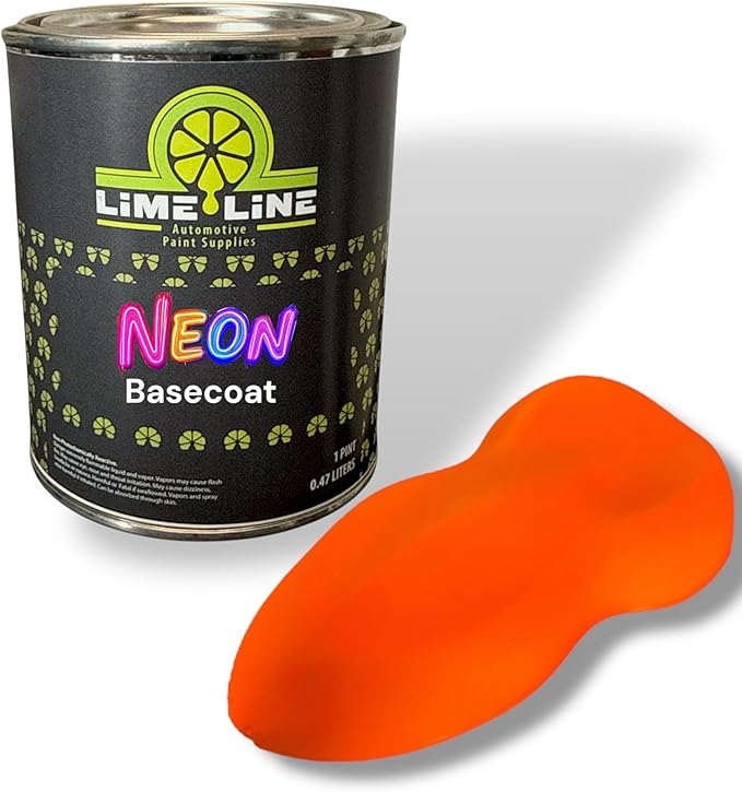 LiME LiNE Automotive Neon Basecoat Paint - Custom Paint for Cars, Trucks and Motorcycles Mix 1:1 with Urethane Reducer (Neon Orange, 1 Pint)