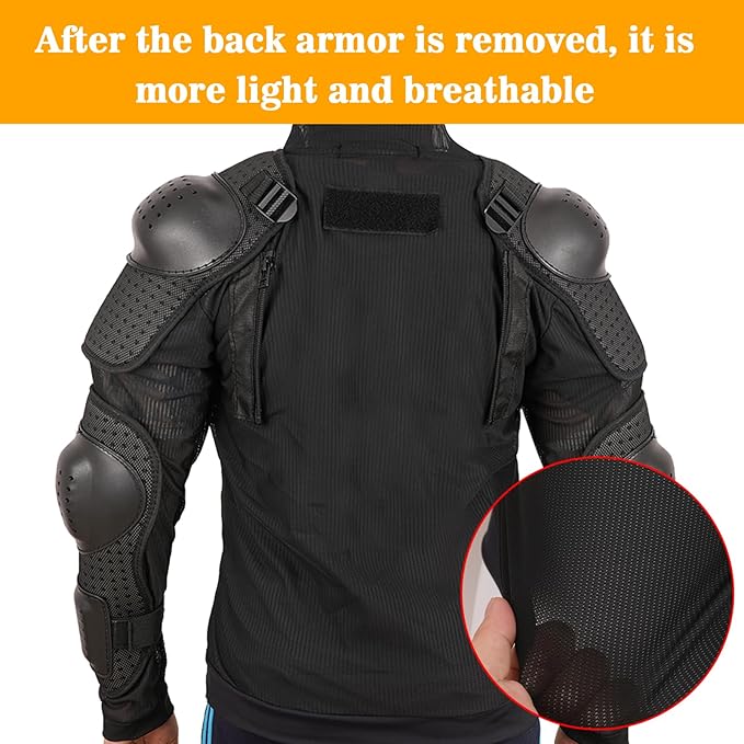 Kids Motorcycle Jacket Dirt Bike Gear,Motocross Spine Chest Protector Armor Suit with Knee Shin Guards