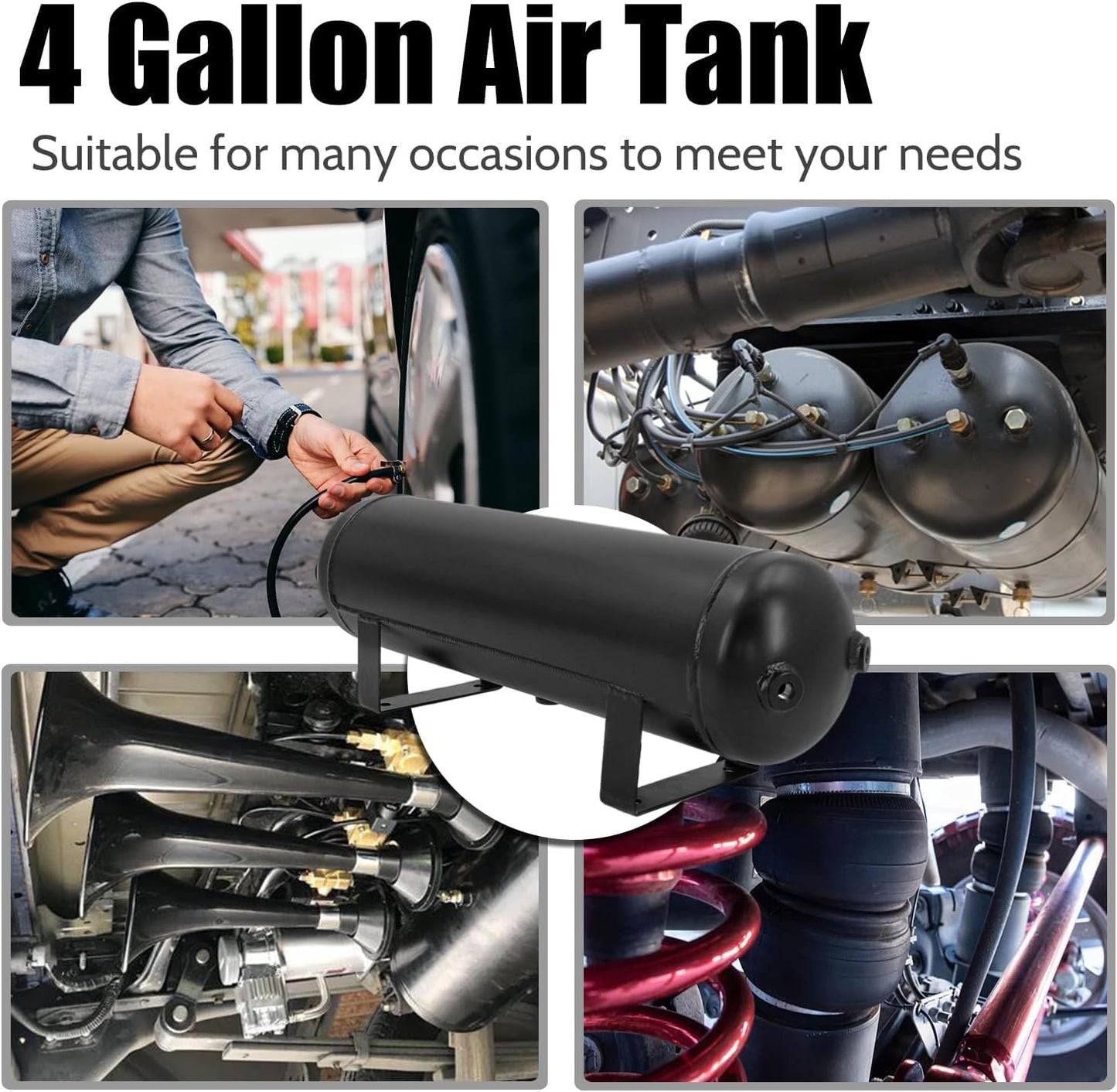 4 Gallon Air Tank for Suspension/Air Ride/Bag/Car Train Truck Horn 15 Liter Compressed Air Storage Tank Air Ride Receiver Tank