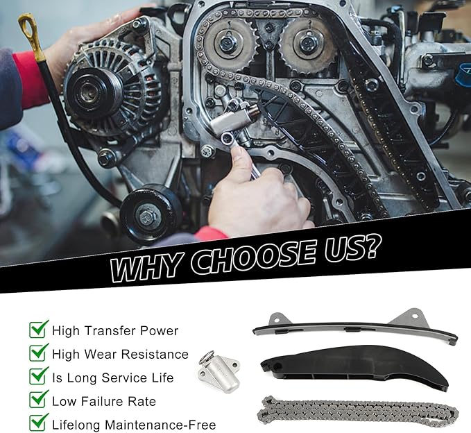 24321-2E000 Timing Chain Kit Compatible with Kia Soul for Elantra L4 Engine NU 2011-1.8L 2.0L Repalce OE 24321-2E000 24410-2E000 24420-2E000 24430-2E000