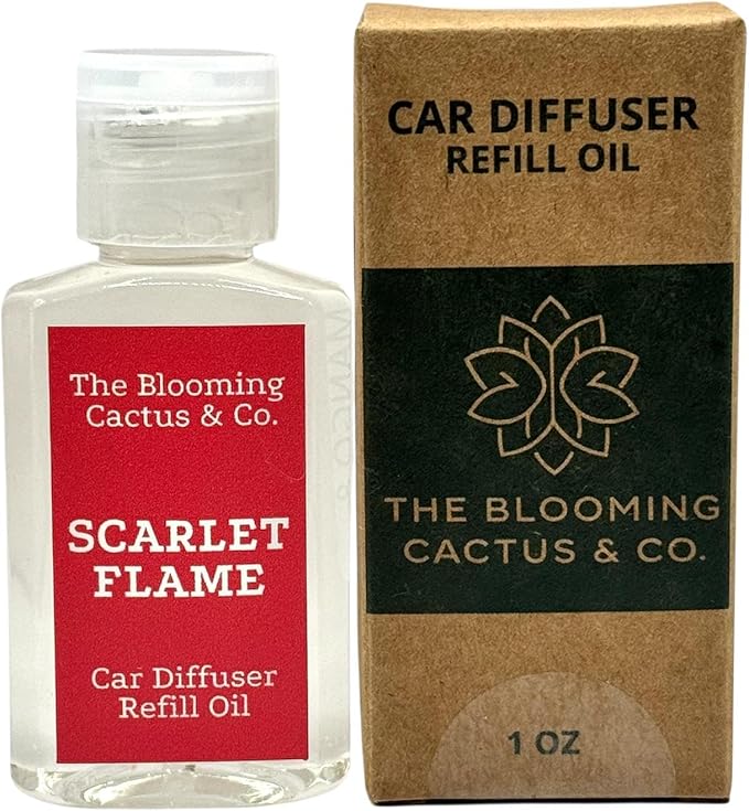 Car Air Freshener Refill Oil - Fragrance Oil Diffuser Refill - Car Diffuser Refill - Reed Diffuser Refill -The Blooming Cactus & Co. - (Sarlet Flame)