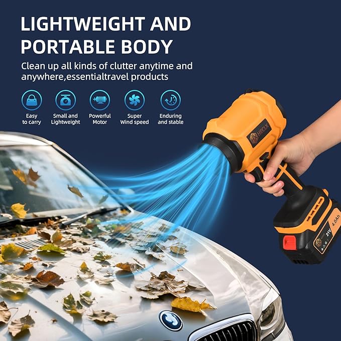 Leaf Blower,Snow Blower Cordless & Car Dryer Air Blower with Battery and Charger,Handheld Leafs Blower Dryer air blowers for Patio Cleaning