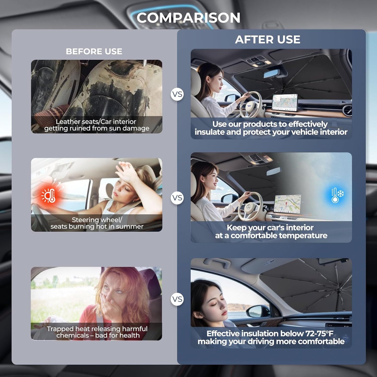 Windshield Sun Shade Umbrella for 2021-2025 Hyundai Elantra Accessories: Custom Fit 210T Silver, Foldable Front Window Sunshade, Blocks UV Rays, Keeps Car Cool for SE, SEL, N Line, Limited, N