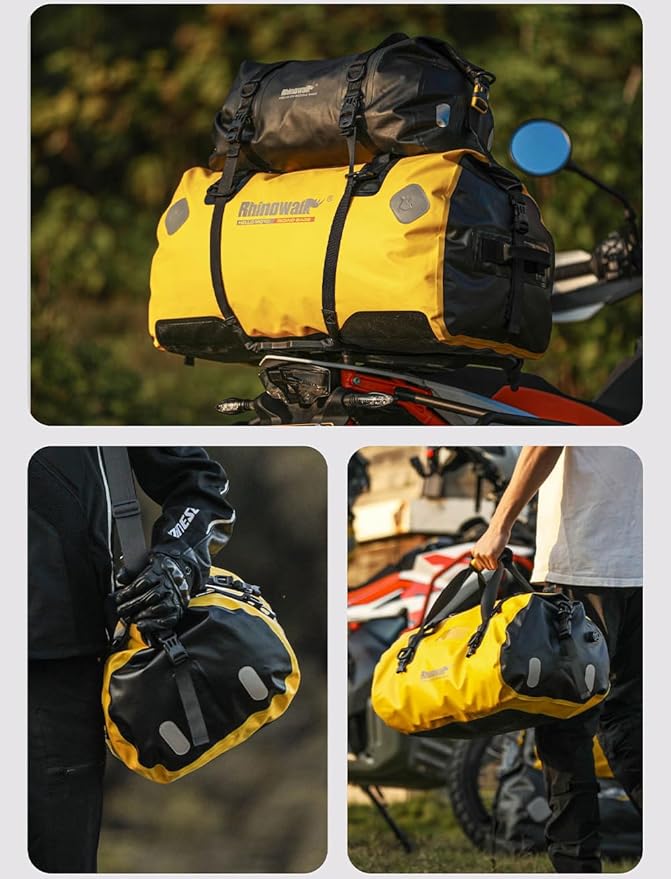 Rhinowalk Motorcycle Saddle Bag Motorbike Travel Tail Bag 45L Waterproof Pannier Storage Bag Motor Bike Accessories Powersports Luggage (Black)