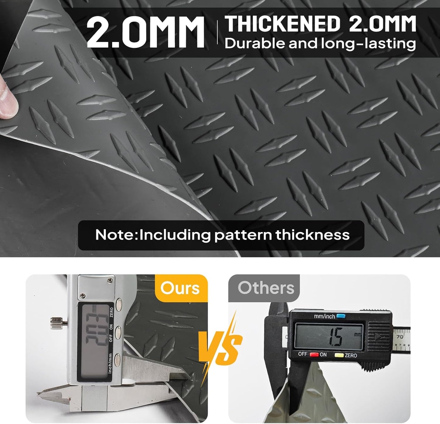 TUFFIOM 7.5 x 17 FT Garage Floor Mat, Thickened Diamond Plate PVC Garage Mats Flooring Roll for Under Car, Garage Car Parking Mats for Compact SUVs, Sports Car