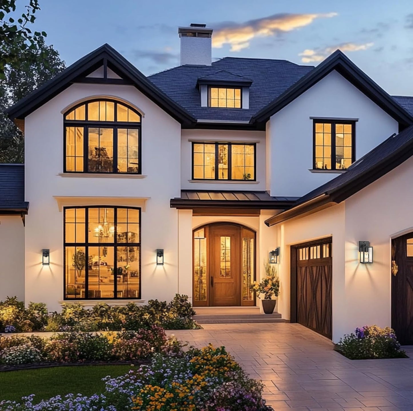 PARTPHONER Dusk to Dawn Outdoor Light Fixtures, 2-Pack Sensor Porch Lights, Waterproof Exterior Wall Sconce Lighting Lamp, Waterproof Wall Lantern for House, Doorway, Garage (Black)