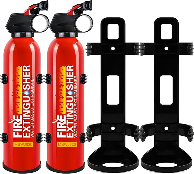 Fire Extinguisher for Home, 2 Pack Car Fire Extinguishers with Mount, 4 in 1 Portable Kitchen Fire Extinguishers for A, B, C, K Category, 620ml Mini Water-Based Fire Extinguisher for Car Truck Boat