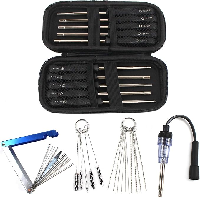 PANGOLIN 10 Pcs Carburetor Adjustment Tool Kit, Carb Adjustment Tool Kit with case, Cleaning Tool and Ignition Spark Tester, Tune-up Adjusting Tool for Common 2 Cycle Carburetor Engine