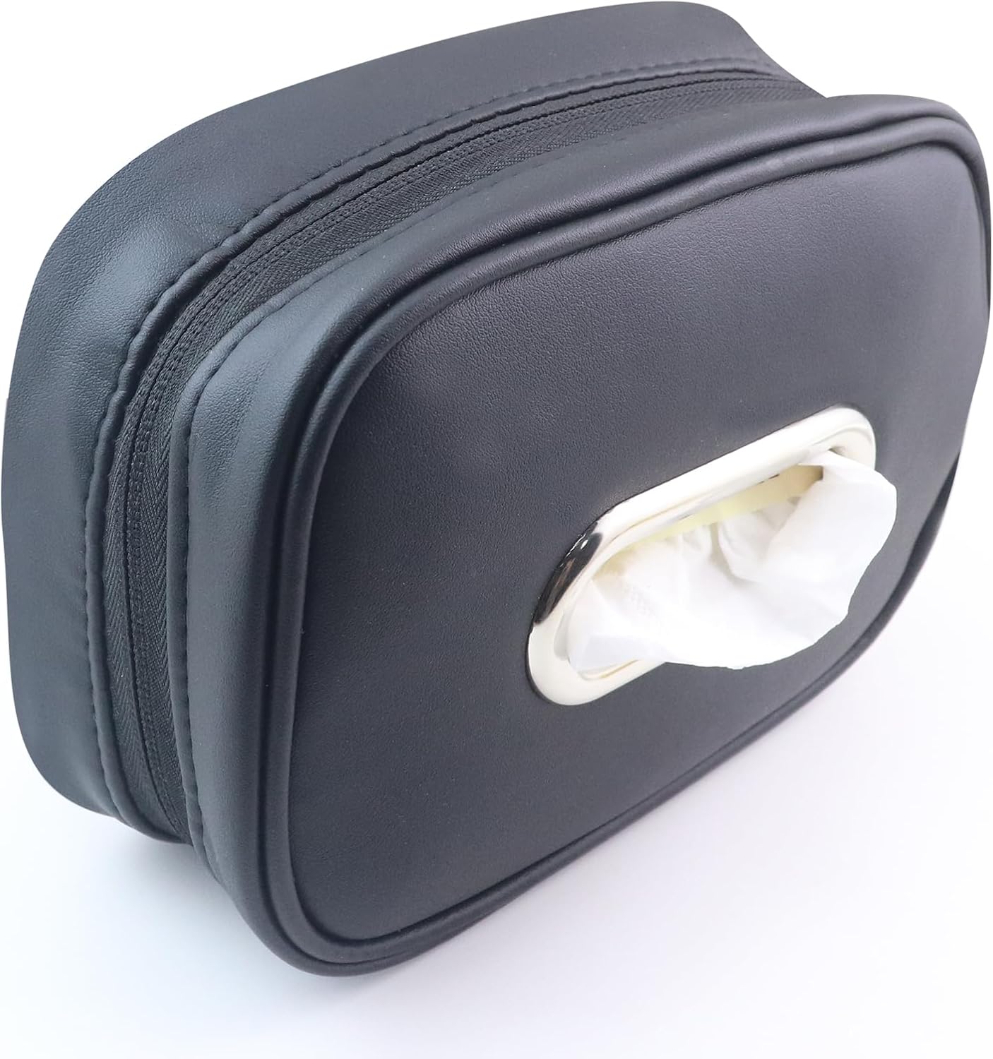 Car Tissue Holder, Tissue Box Cover Keep Car Tidy, Premium PU Leather Backseat Napkin Rectangle Organizer, Extra Large Tissue Box Storage in Car Fits for 6.6 * 4.7 * 2.3 Regular Size Tissues, Black