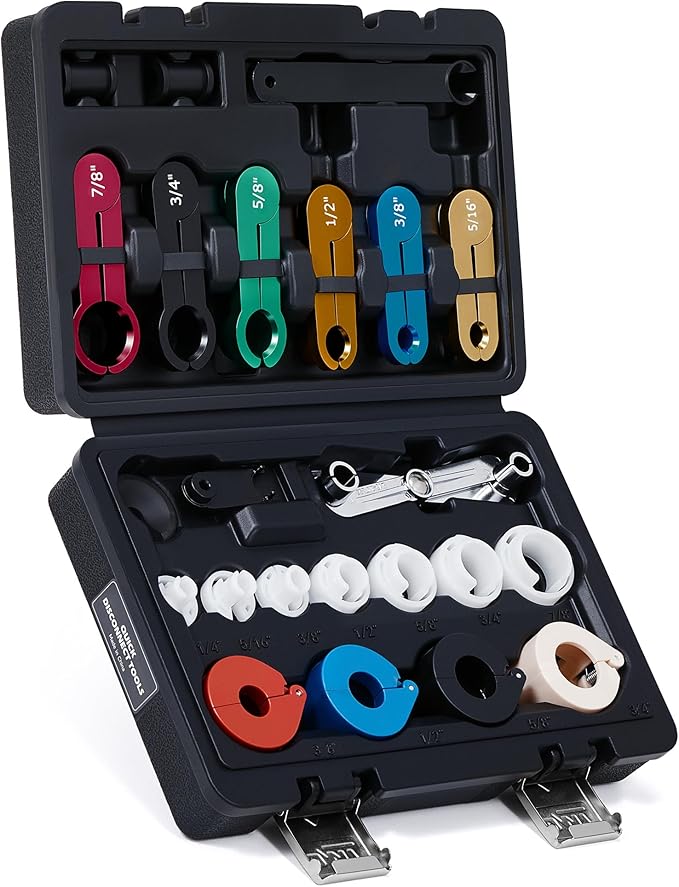 Master Quick Disconnect Tool Set, 25pc Line Disconnect Tool Kit for A/C Fuel & Transmission Systems, Fuel Line Disconnect Tools for Mechanics Compatible with Ford Chevy GM More, Black