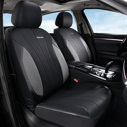 Coverado Car Seat Covers,Seat Covers Front Seats， Waterproof Seat Covers, Automotive Seat Covers, All-Weather Leather Car Seat Protectors Universal Fit for SUVs Trucks Sedans